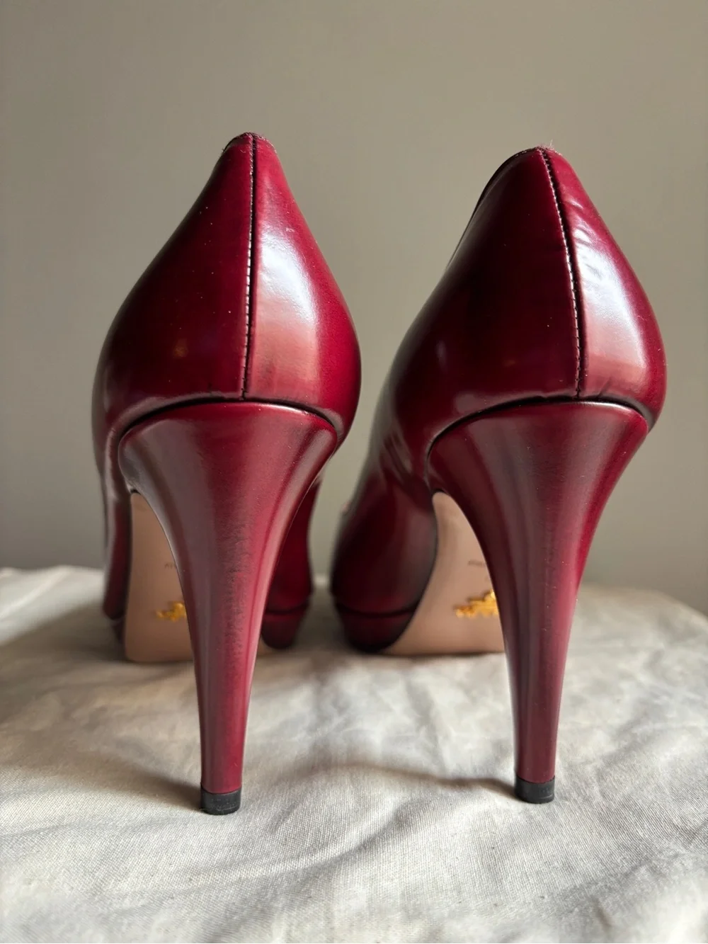 Prada Platform Pumps FW2005 Runway US 9.5-10 / IT40 Oxblood Spazzolato Fumé